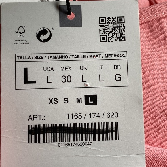 NWT. Zara Pink Asymmetric Draped Midi Dress. Size L. - Picture 12 of 14